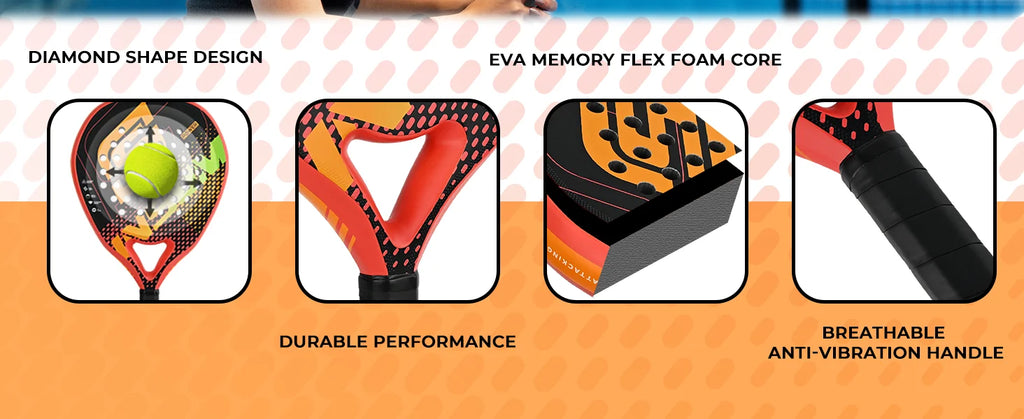 Palas de pádel ligeras de fibra de carbono completa, superficie rugosa, núcleo de espuma EVA Memory Flex, palas de alta calidad.