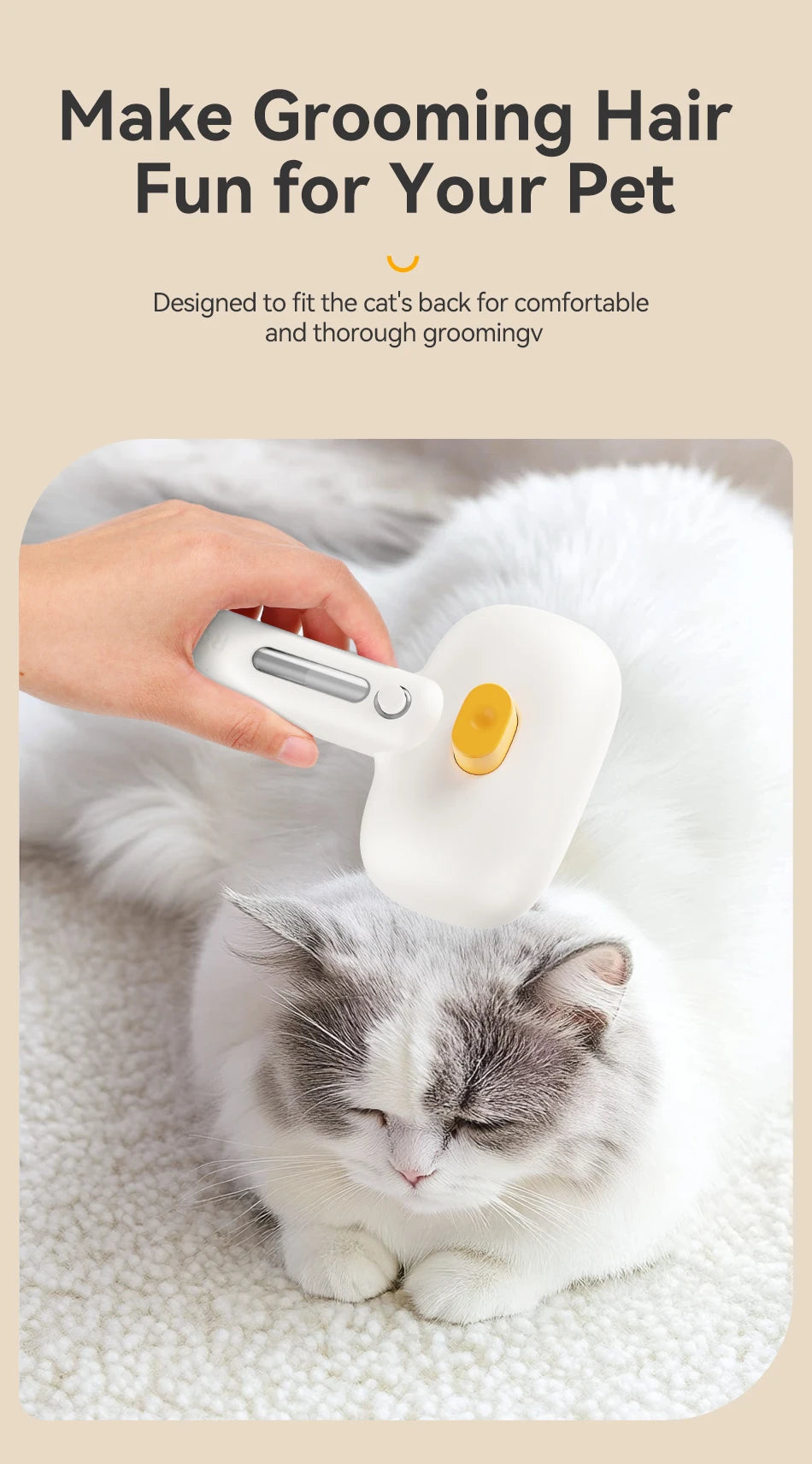 Cepillo de vapor eléctrico ROJECO para mascotas, cepillo pulverizador para perros y gatos, peine para eliminar el pelo de mascotas, herramienta de aseo para mascotas, cepillo de niebla de agua removedor de pelo