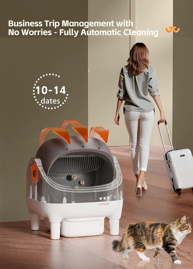 Pokpaw Smart Cat Litter Box 76L Large Automatic Self-cleaning Cats Litter Box Sandbox for cat Toilet Accessories Pet Supplies
