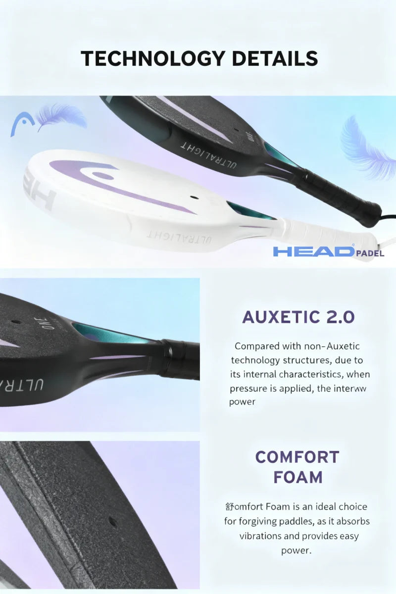 Raqueta de pádel de fibra de carbono HEAD Tennis Serie SPEED Raqueta de pádel para adulto Forma de lágrima Nueva raqueta de pádel 2025