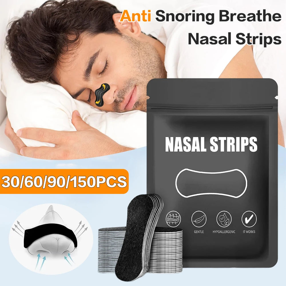 Tiras nasales antirronquidos para corregir la respiración, parche nasal transpirable de expansión física para dormir mejor, tiras nasales antirronquidos