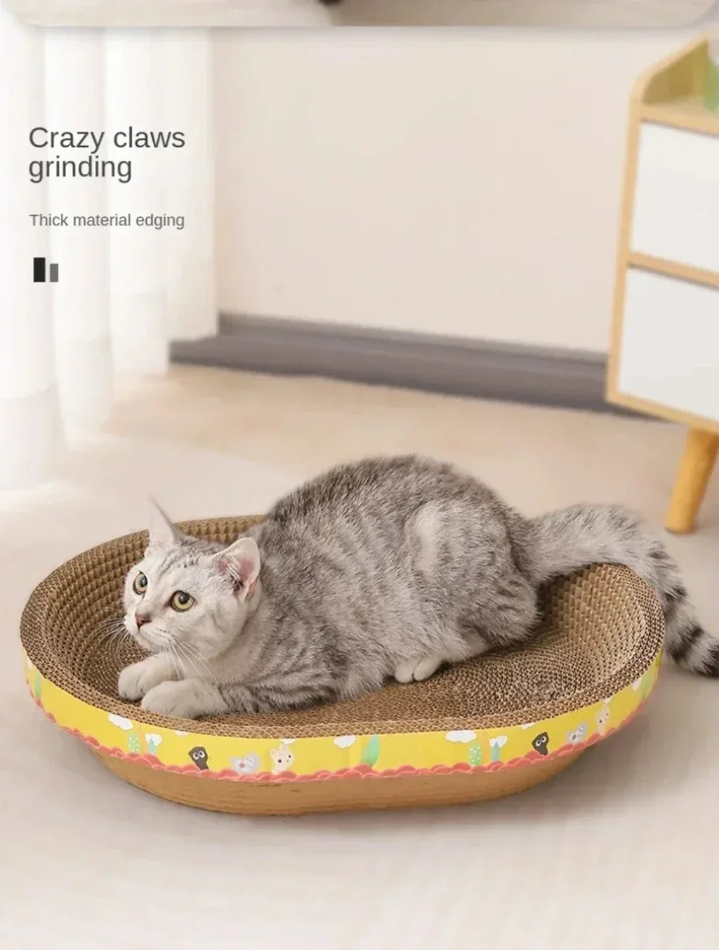 Tabla de rascado para gatos, protege los muebles, juguetes para afilar garras, nido de gato de papel corrugado ovalado resistente al desgaste, accesorios para gatos