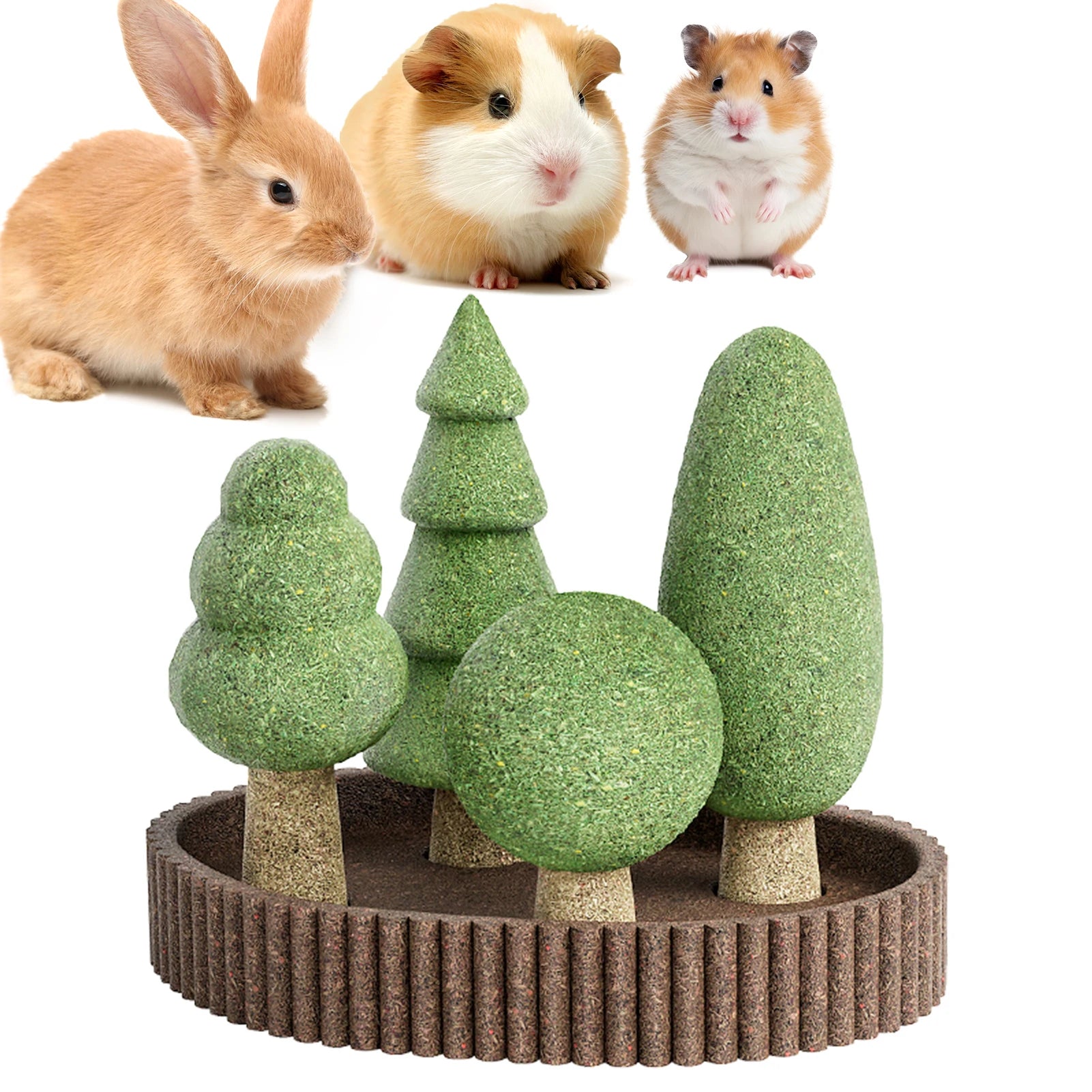 Golosinas Naturales Comestibles para Cobayas/Conejos, Juguetes Dentales para Mascotas Pequeñas, Juguetes Masticables de Enriquecimiento Desmontables para Chinchillas/Ratas/Jerbos
