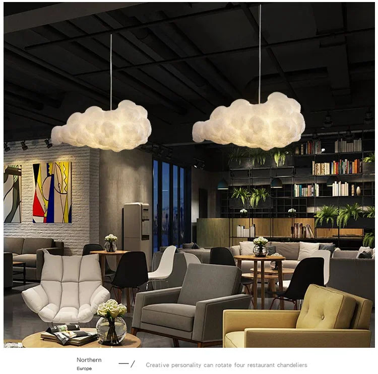 Lámpara Colgante Moderna de Nubes, Lámpara Colgante Blanca para Cafetería, Tienda de Ropa, Dormitorio Comercial, Sala de Estar