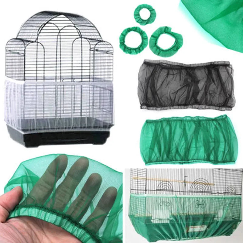 Malla Funda Jaula Pájaro Nailon Antipolvo Jaula de Loro Red Accesorios para Mascotas Malla Transpirable Jaula de Loro Pájaros s/m/l