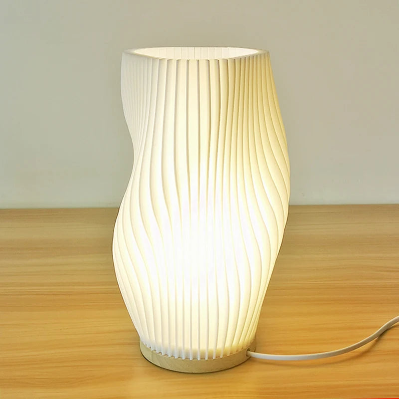 Lámpara de escritorio 3D estilo crema francesa, lámpara de cabecera plisada para dormitorio estilo ins, lámpara de ambiente para estudio, cafetería, asiento de tarjeta.