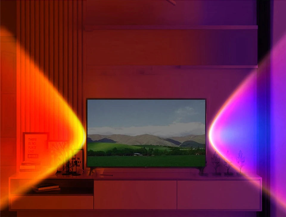 Lámpara de proyección USB de atardecer, luz nocturna de ambiente arcoíris, luz de atardecer para fotografía, selfis, cafeterías, decoración de paredes en vivo
