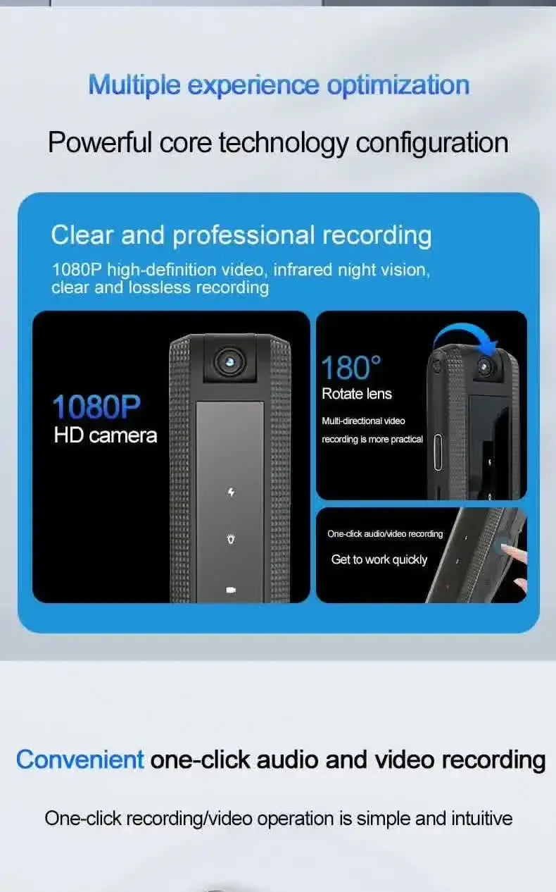 Minicámara corporal Carpbaba C2S 1080P HD DV, bodycam profesional, grabadora de video y voz digital, pequeño dispositivo de grabación de sonido y micrograbación