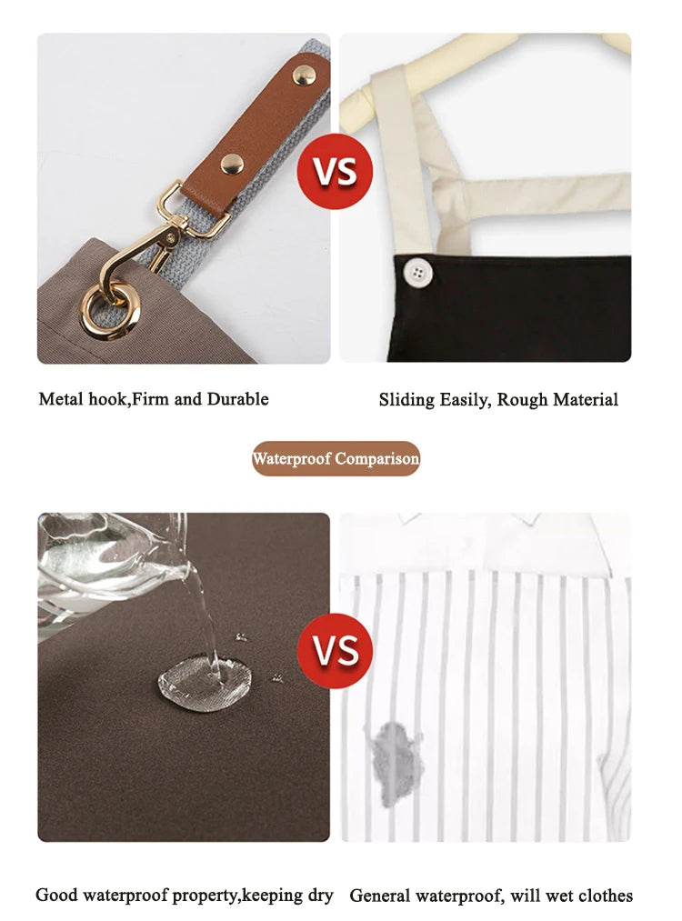 Apron Custom Logo Catering Server Uniforms Restaurant Cafe Hotel Waiter Chef Aprons Women Nail Salon Work Bib Men's BBQ Mandiles
