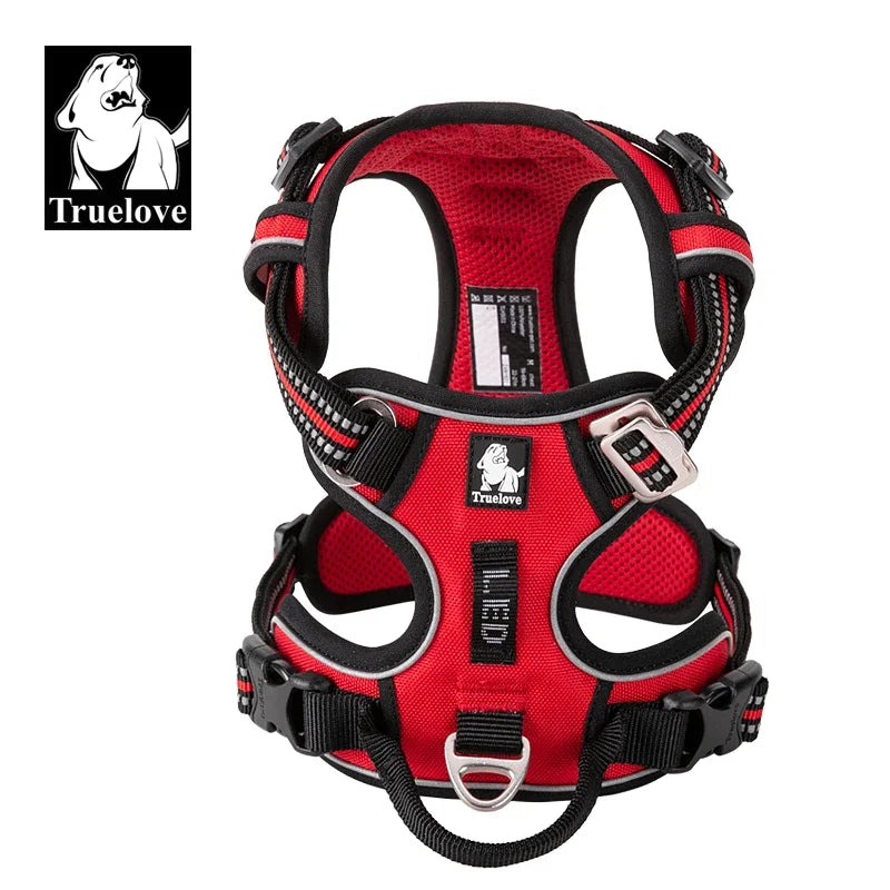 Arnés para Perros de Nylon Reflectante Truelove sin Tirones Ajustable Mediano Grande para Perros Traviesos Chaleco de Seguridad para Coche Correr Pasear