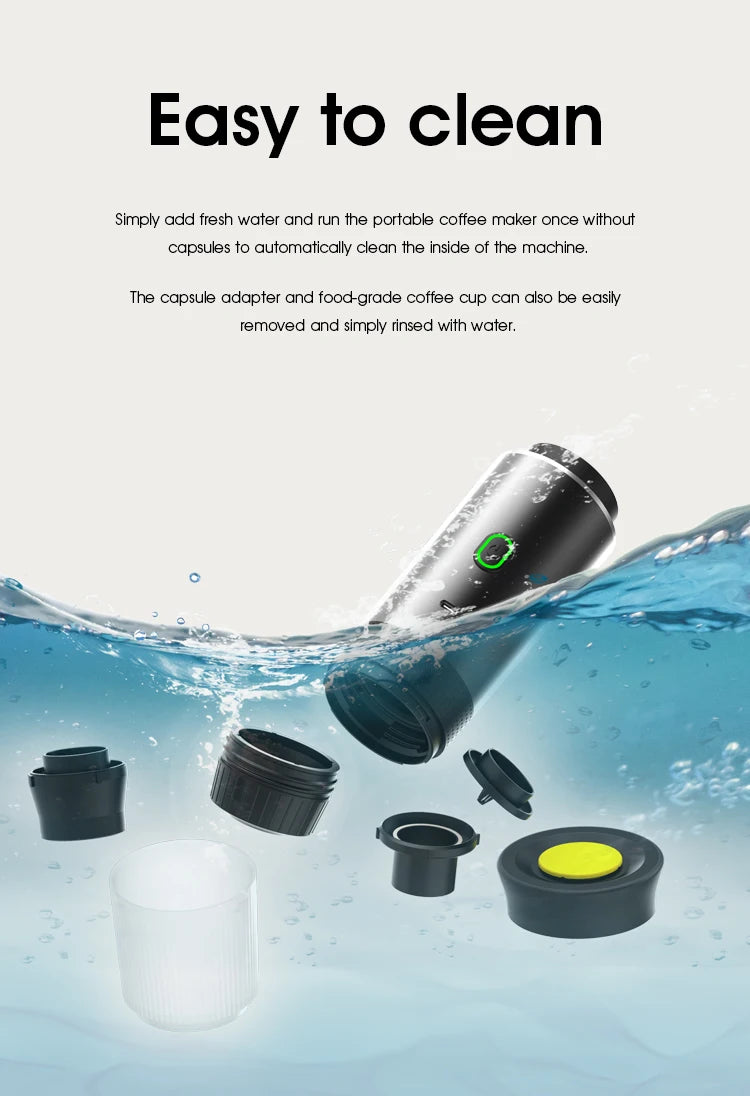 Coffee Machine Wireless Electric Coffee Machine Portable Espresso Coffee Machine Maker 3-in-1 Capsule Powder Travel Coffee Maker