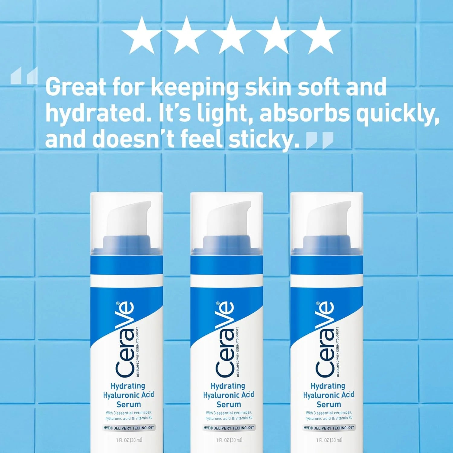 CeraVe - Suero Facial de Ácido Hialurónico con Vitamina B5 y Ceramidas, Suero Facial Hidratante para Piel Seca, Sin Fragancia, 29 ml
