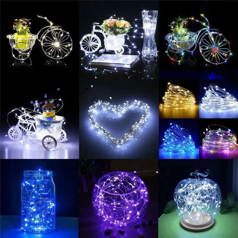 Guirnalda de luces LED 1/2/3/5/10M Impermeable Luces de cadena Decoración navideña Luces de hadas Luces de cadena para exteriores Jardín Navidad