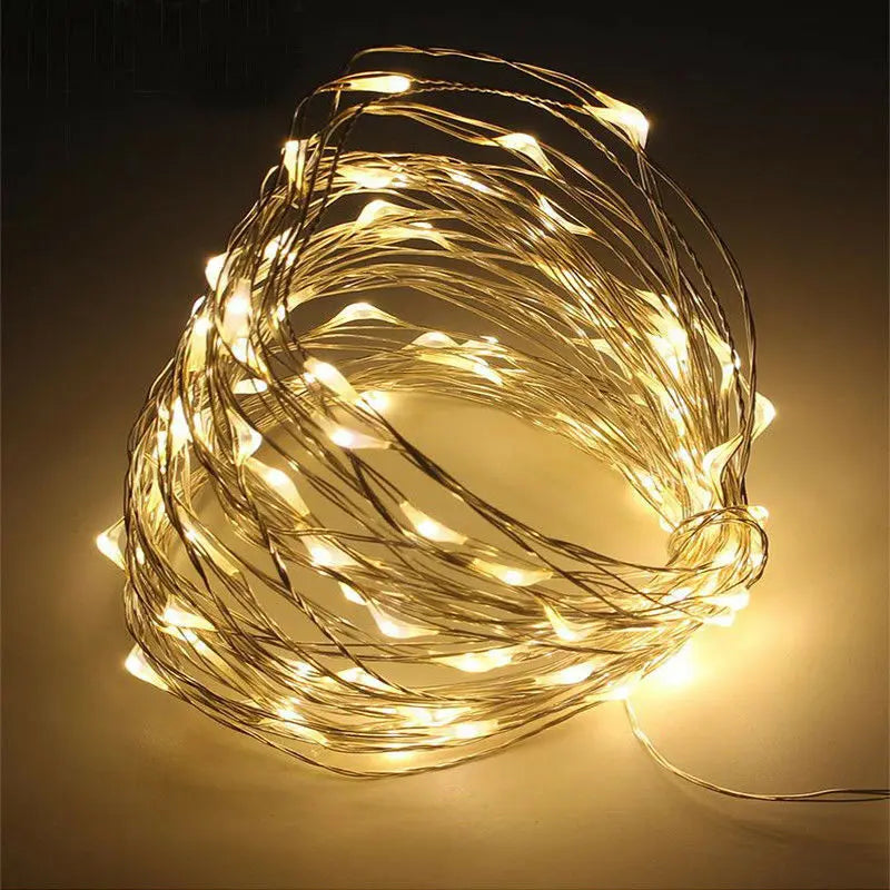 Guirnalda de luces LED 1/2/3/5/10M Impermeable Luces de cadena Decoración navideña Luces de hadas Luces de cadena para exteriores Jardín Navidad