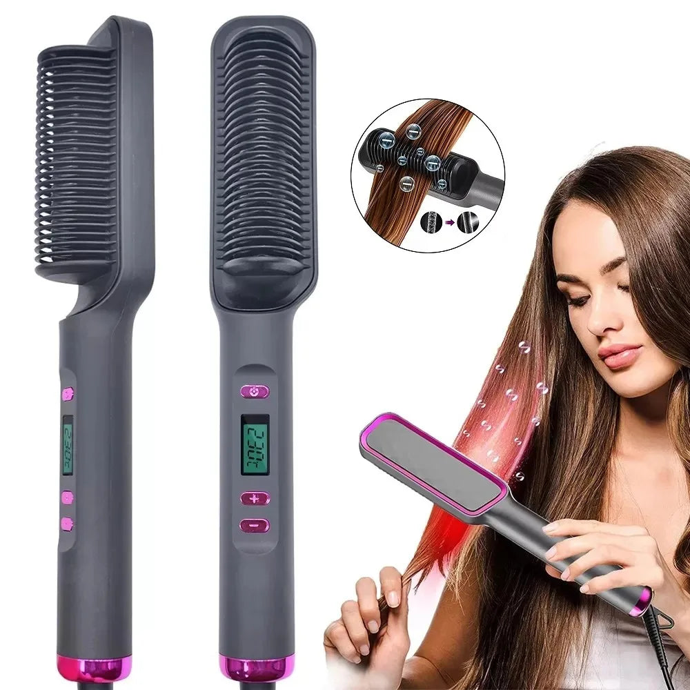 Sunny Hair: Electric Hot Comb Multifunctional Straight Hair Straightener Comb Negative Ion Anti-Scalding Styling Tool Straightening Brush