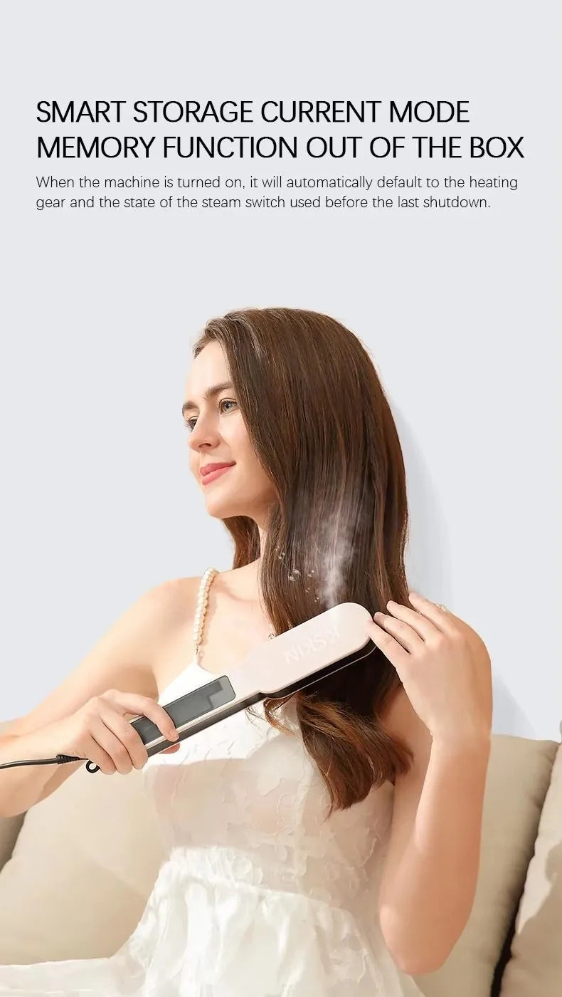 Professional Salon 2in1 Steampod Nano Spray Hair Straightener Beauty Care Hot Steam Ionic Hair Straightening Styler Comb Brush