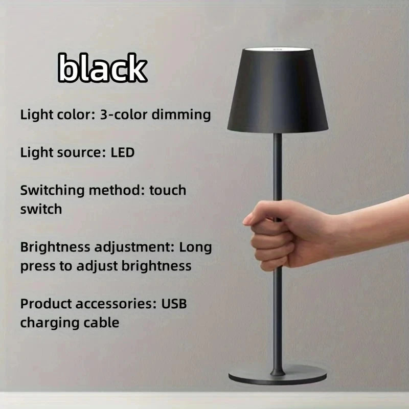 Lámparas de mesa LED inalámbricas regulables en 3 niveles, luz nocturna táctil recargable por USB, lámpara de escritorio LED para habitación, estudio, oficina, bares, café