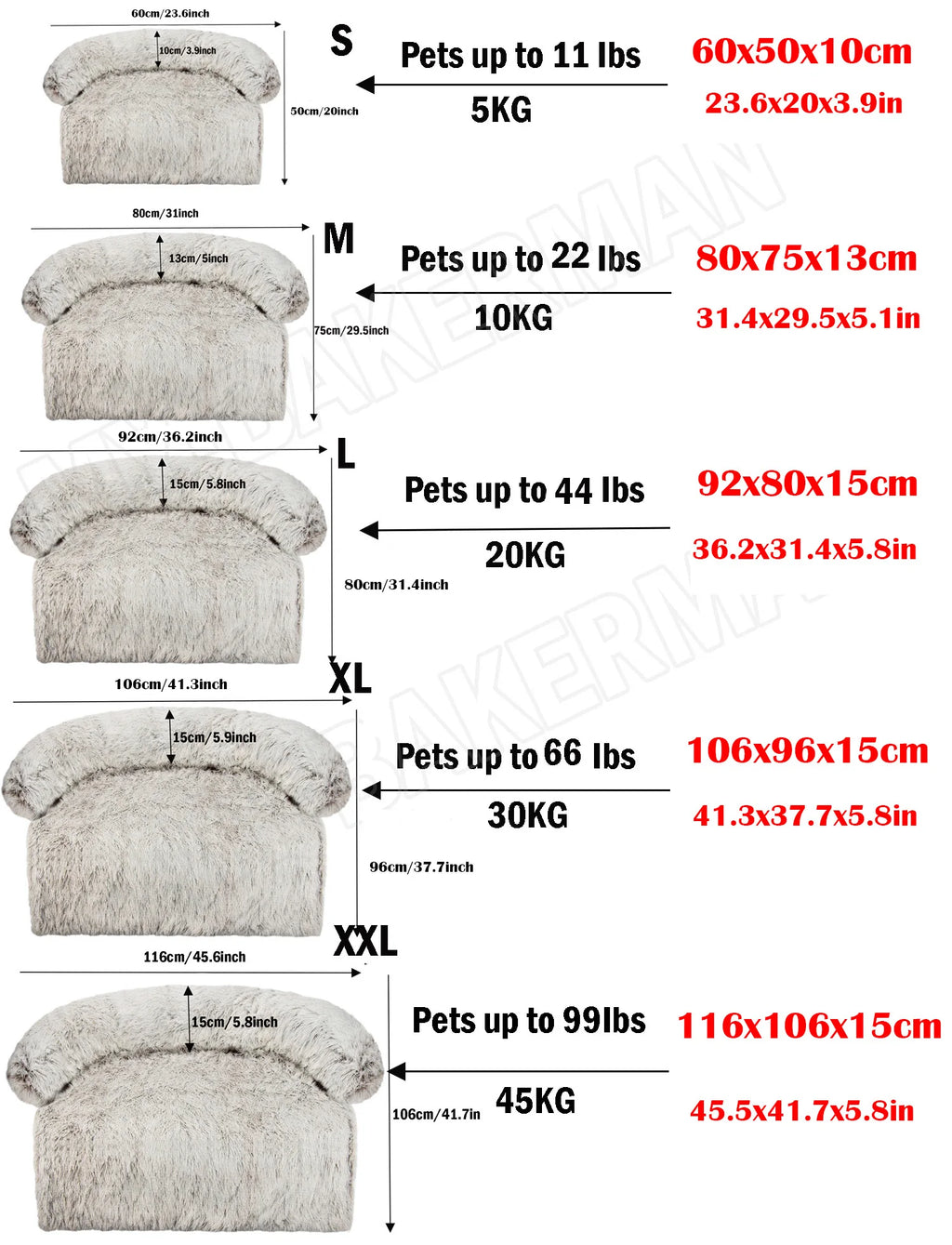 S-XXL Sofá Cama para Perros, Cama Calmante para Mascotas, Nido Cálido Lavable, Protector de Muebles Suave, Manta para Gatos, Cama Sofá para Perros Grandes
