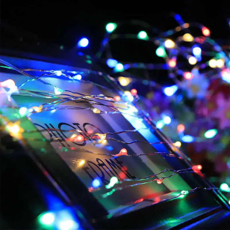 Guirnalda de luces LED 1/2/3/5/10M Impermeable Luces de cadena Decoración navideña Luces de hadas Luces de cadena para exteriores Jardín Navidad
