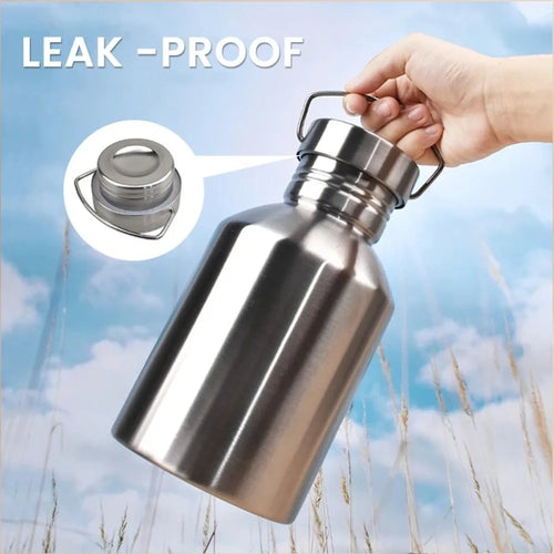 2000ML High Quality Large Capacity Sports Water Bottle Non-insulated Thermos Stainless Steel Travel Mug Outdoor Portable Kettle