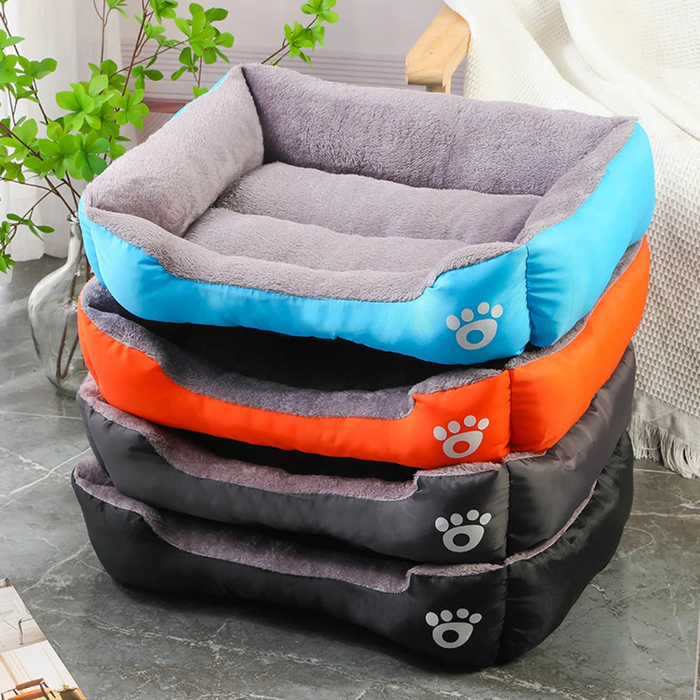 Sofá suave cuadrado grande para perros, casa elástica para perros, cojín, cama cálida de invierno para perros medianos, lavable, accesorios para casa de gatos.