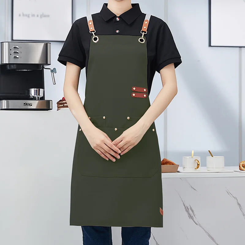 Apron Custom Logo Catering Server Uniforms Restaurant Cafe Hotel Waiter Chef Aprons Women Nail Salon Work Bib Men's BBQ Mandiles