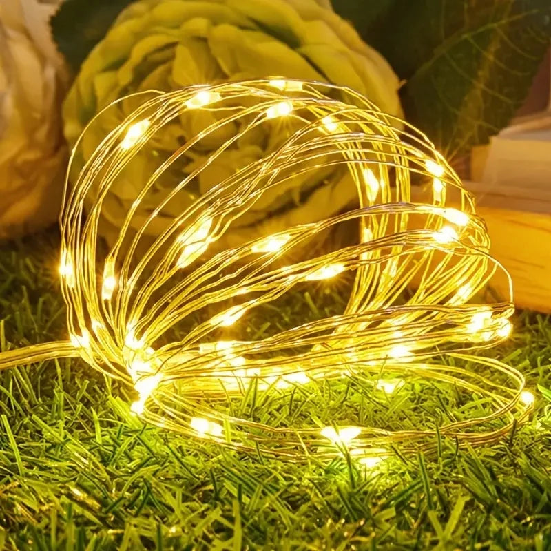 Guirnalda de luces LED 1/2/3/5/10M Impermeable Luces de cadena Decoración navideña Luces de hadas Luces de cadena para exteriores Jardín Navidad