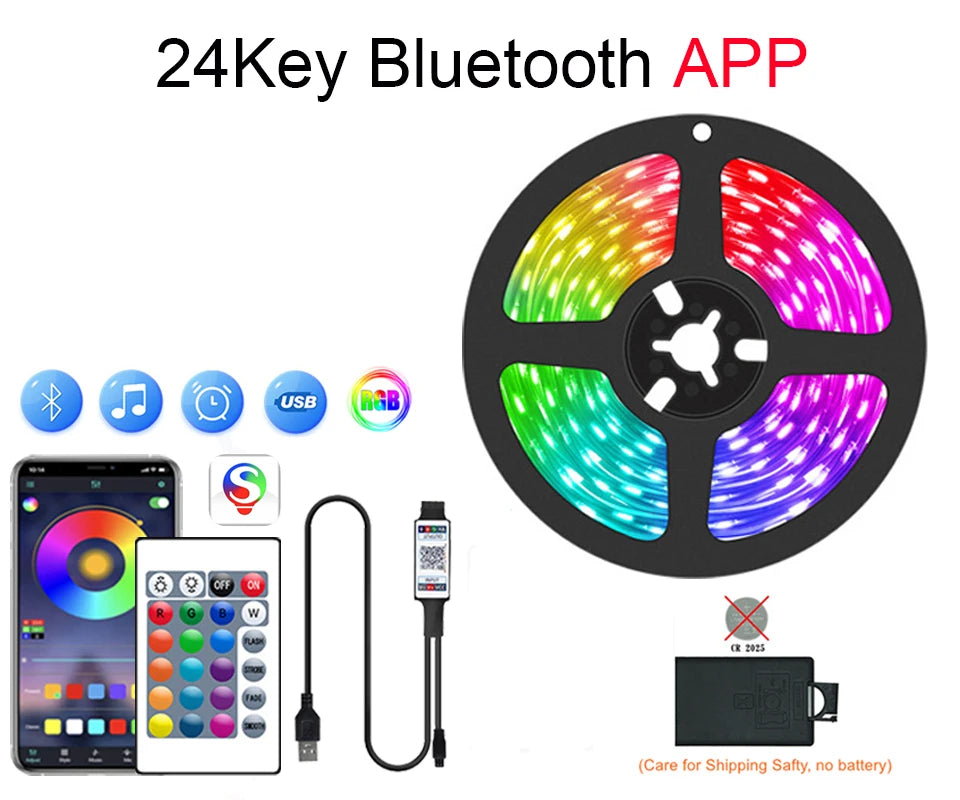 Smart Led Lights Strip TV Smart Bedroom Lighting Bluetooth Usb Led Strip Rgb 5V Adhesive Led Tape 5050 Wall Room Decoration