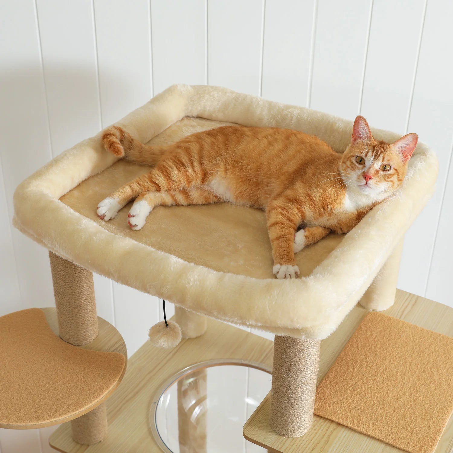 Árbol para Gatos de Varios Niveles, Torre de Madera para Gatos de Interior con Rascadores, Amplio Condominio, Hamaca, Plataforma Superior y Rascador para Gatos, Juguetes para Gatos