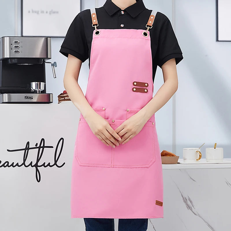 Apron Custom Logo Catering Server Uniforms Restaurant Cafe Hotel Waiter Chef Aprons Women Nail Salon Work Bib Men's BBQ Mandiles