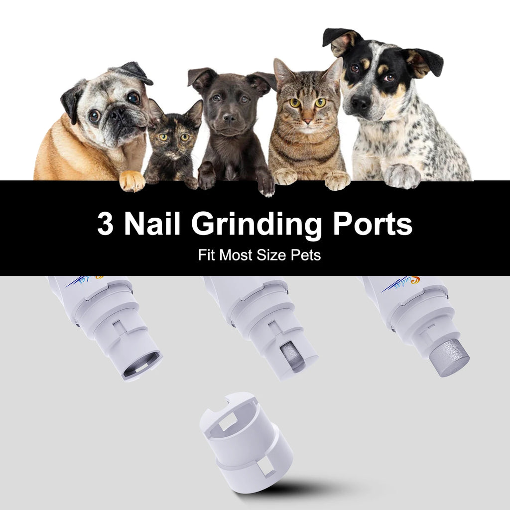 Lima de uñas eléctrica para perros USB recargable, cortauñas y limador de garras para mascotas sin dolor