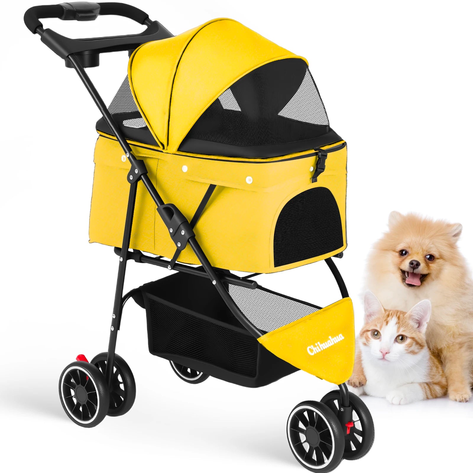 Cochecito para mascotas para perros pequeños y gatos, cochecito de viaje portátil para perros, carrito plegable para perros y gatos