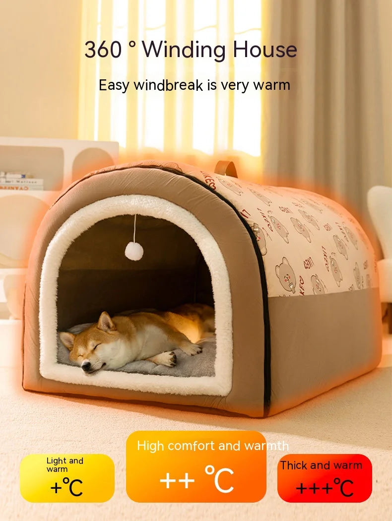 Cama para Perro Grande, Nido de Perro Grande de Invierno Cálido, Cama para Perro Desmontable y Lavable, Suministros para Mascotas de Tipo Casa de Perro Grande de Temporada, Nido para Gato