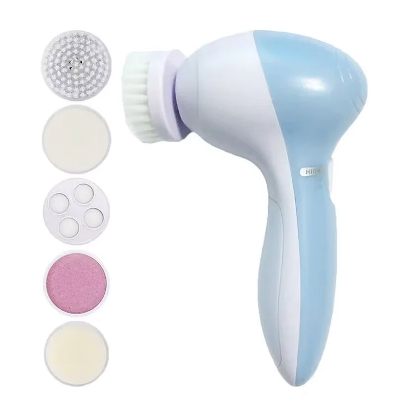 Eléctrico 5 EN 1 Limpiador Facial Eléctrico Cepillo Máquina de Lavado Spa Cuidado de la Piel Masaje Limpieza de Puntos Negros Herramientas Limpiadoras Faciales