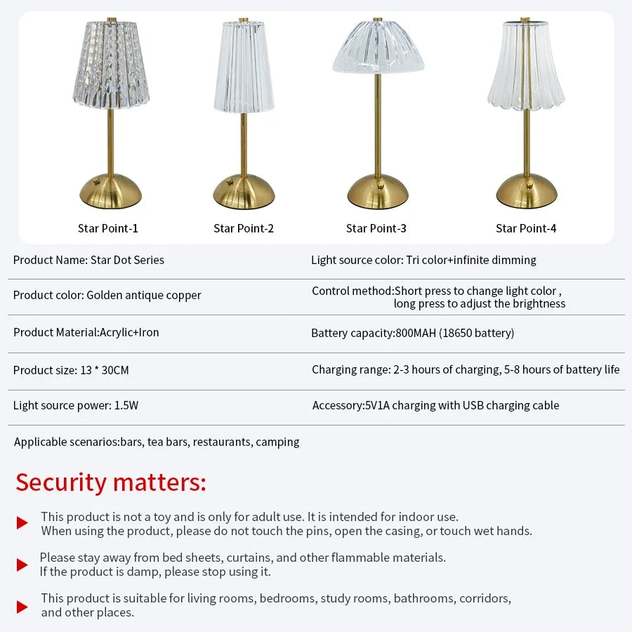 Lámpara de mesa LED recargable por USB con atenuación táctil, luz ambiental para cafetería/bar, luz nocturna de lectura con protección ocular, decoración para dormitorio