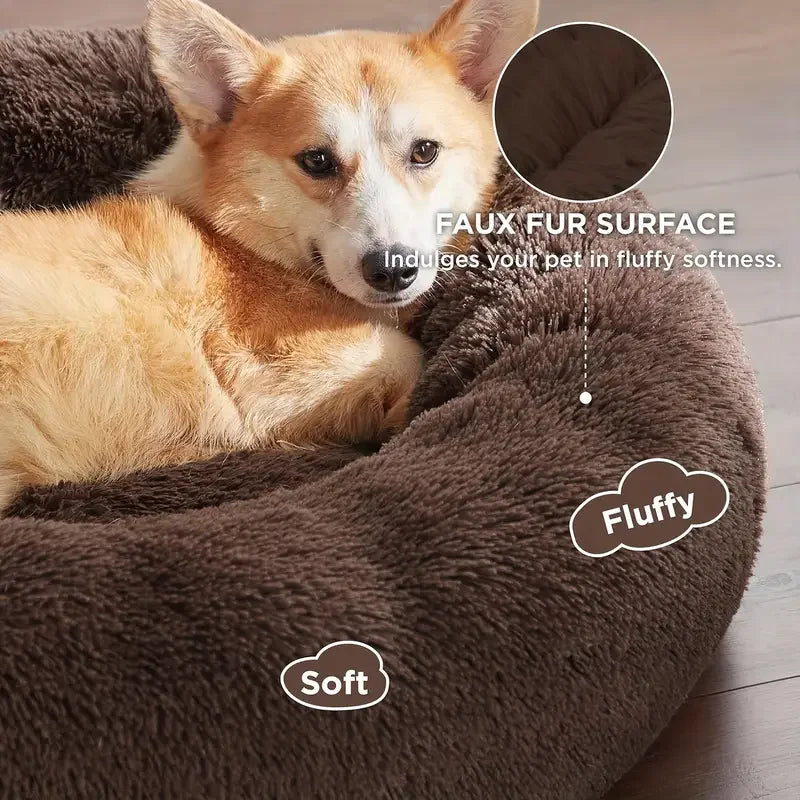 Cama redonda para perro, cama cálida de invierno para gato, cesta de felpa para perro, cama lavable para mascotas, para perros pequeños, medianos, grandes, sofá para gatos