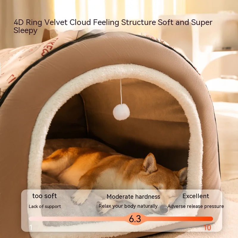Cama para Perro Grande, Nido de Perro Grande de Invierno Cálido, Cama para Perro Desmontable y Lavable, Suministros para Mascotas de Tipo Casa de Perro Grande de Temporada, Nido para Gato