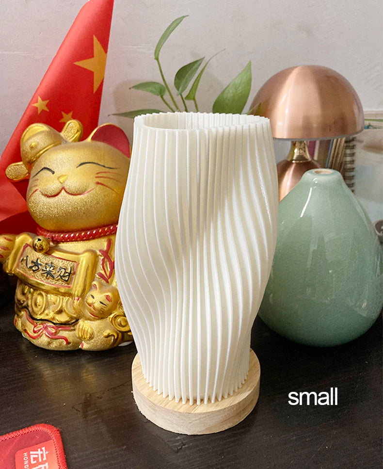 Lámpara de escritorio 3D estilo crema francesa, lámpara de cabecera plisada para dormitorio estilo ins, lámpara de ambiente para estudio, cafetería, asiento de tarjeta.
