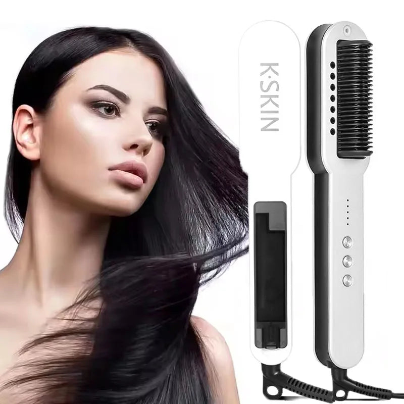 Professional Salon 2in1 Steampod Nano Spray Hair Straightener Beauty Care Hot Steam Ionic Hair Straightening Styler Comb Brush