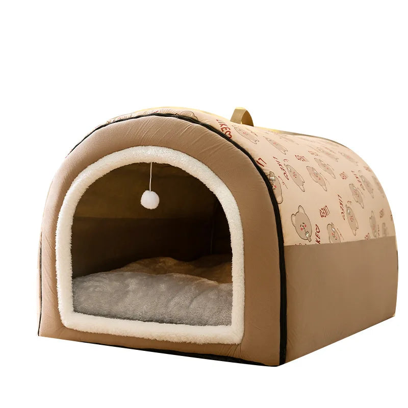 Cama para Perro Grande, Nido de Perro Grande de Invierno Cálido, Cama para Perro Desmontable y Lavable, Suministros para Mascotas de Tipo Casa de Perro Grande de Temporada, Nido para Gato
