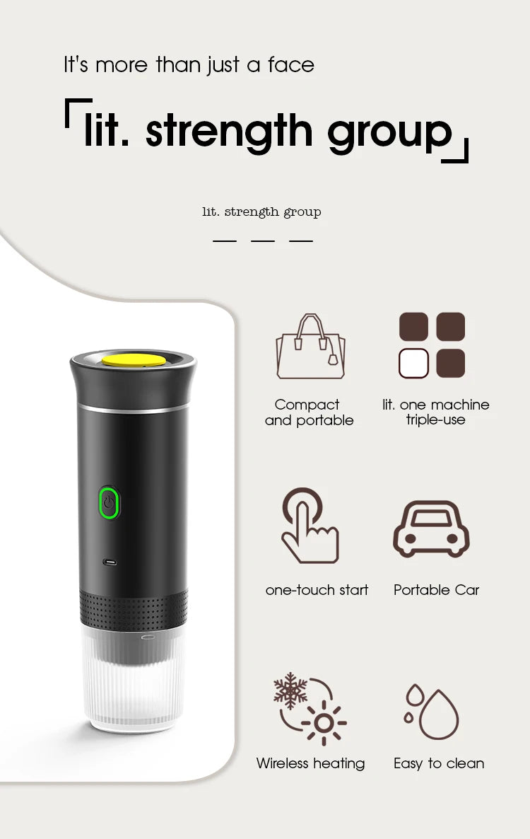 Portable Wireless Electric Espresso Coffee Machine For Travel &Car &Home Camping Coffee Maker 3-in-1 Capsule Powder Coffee Maker