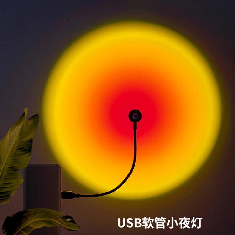 Lámpara de proyección USB de atardecer, luz nocturna de ambiente arcoíris, luz de atardecer para fotografía, selfis, cafeterías, decoración de paredes en vivo