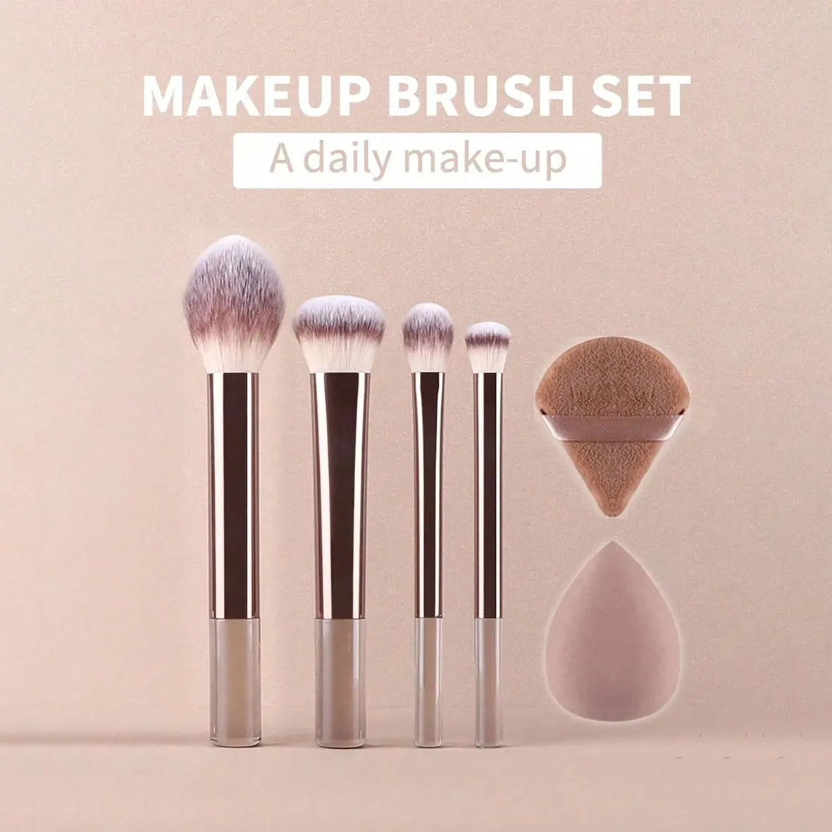 Sunny Makeup: 12pcs Professional Makeup Brush Set Incl. Eyeshadow, Powder, Blush Brushes, 2pcs Makeup Sponges, 1pc Powder Puff, Complete Trave