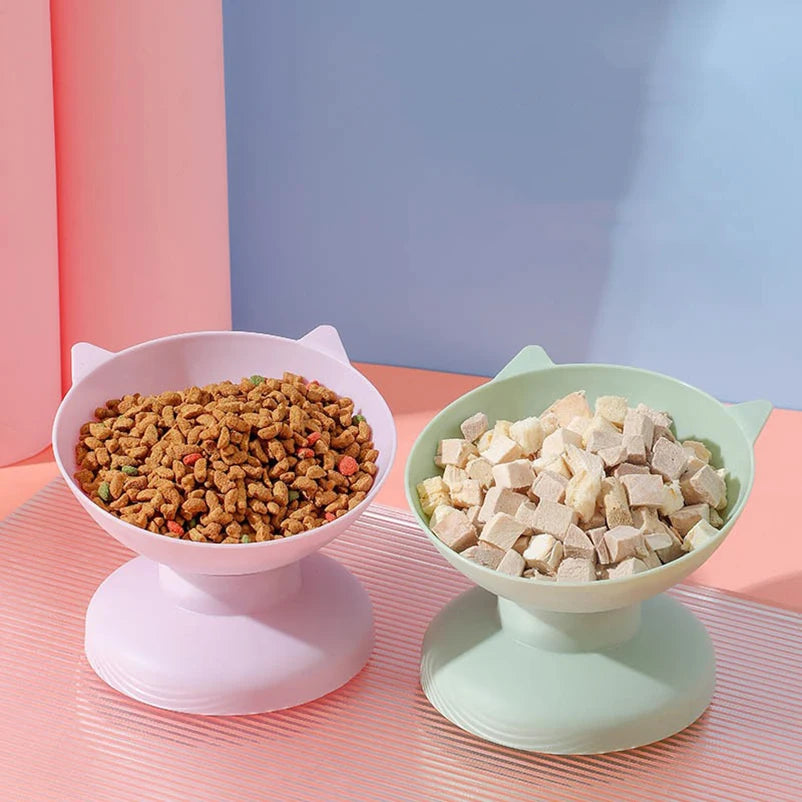 Nuevo cuenco para mascotas de gato y perro, cuenco elevado para perros, cuenco de comida y agua para gatos con protector de cuello de 45°, cuenco de alimentación para mascotas anti-vuelco de doble asa
