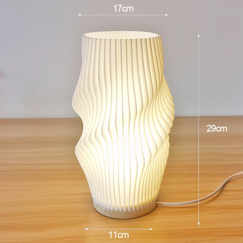 Lámpara de escritorio 3D estilo crema francesa, lámpara de cabecera plisada para dormitorio estilo ins, lámpara de ambiente para estudio, cafetería, asiento de tarjeta.