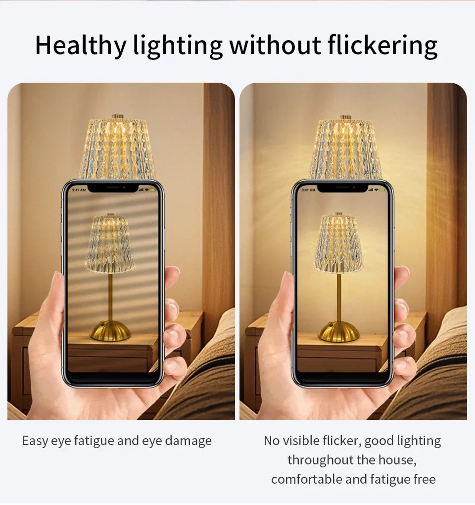 Lámpara de mesa LED recargable por USB con atenuación táctil, luz ambiental para cafetería/bar, luz nocturna de lectura con protección ocular, decoración para dormitorio