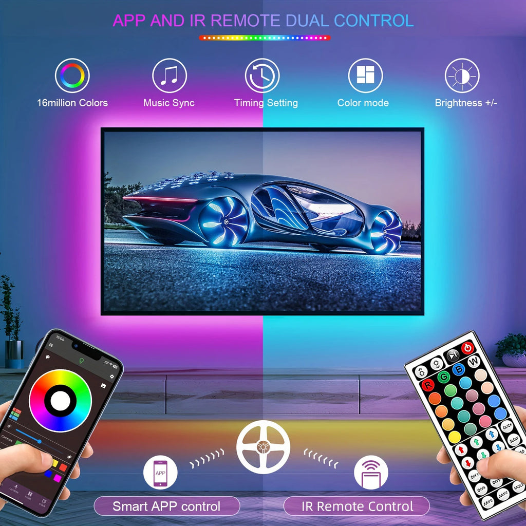 Sunny Light: Tiras de luces LED RGB de 5m, 10m, 20m, 30m, luz LED para habitación con control por APP, cinta flexible Luces LED para decoración de habitaciones y dormitorios