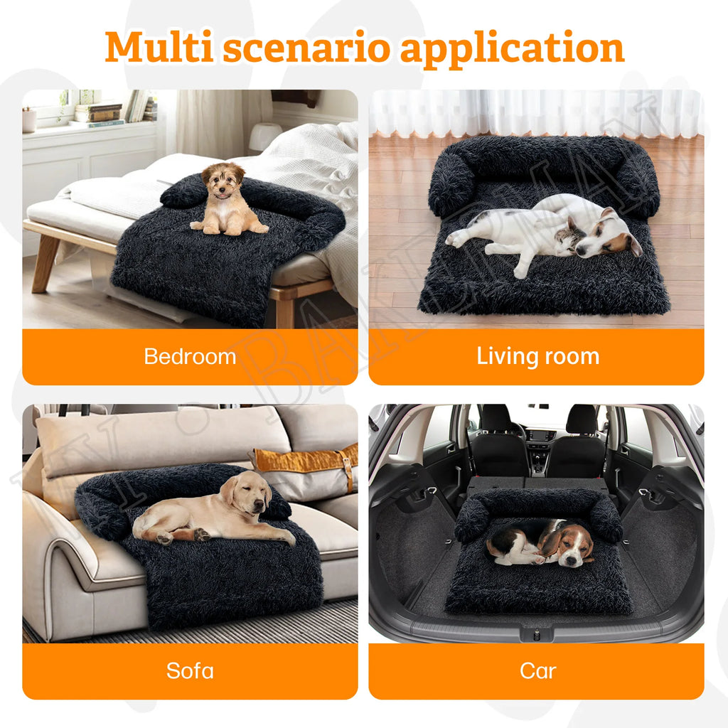 S-XXL Sofá Cama para Perros, Cama Calmante para Mascotas, Nido Cálido Lavable, Protector de Muebles Suave, Manta para Gatos, Cama Sofá para Perros Grandes