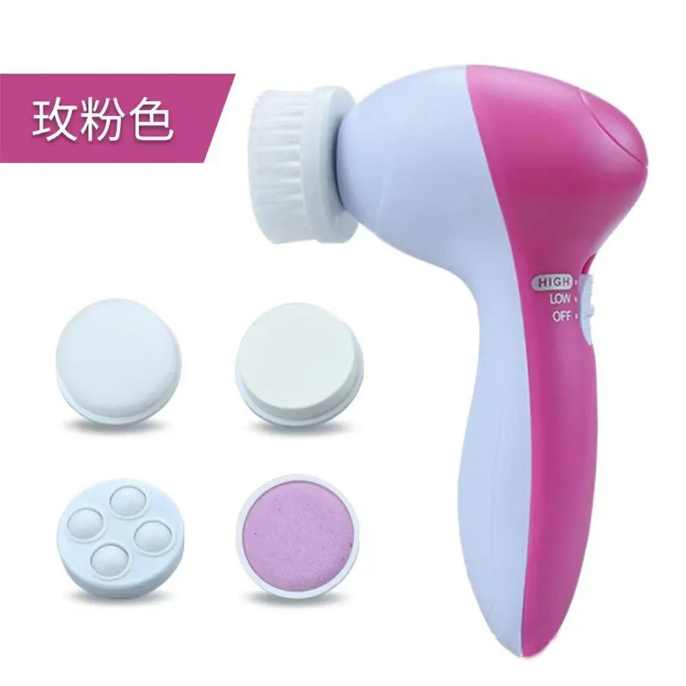 Eléctrico 5 EN 1 Limpiador Facial Eléctrico Cepillo Máquina de Lavado Spa Cuidado de la Piel Masaje Limpieza de Puntos Negros Herramientas Limpiadoras Faciales