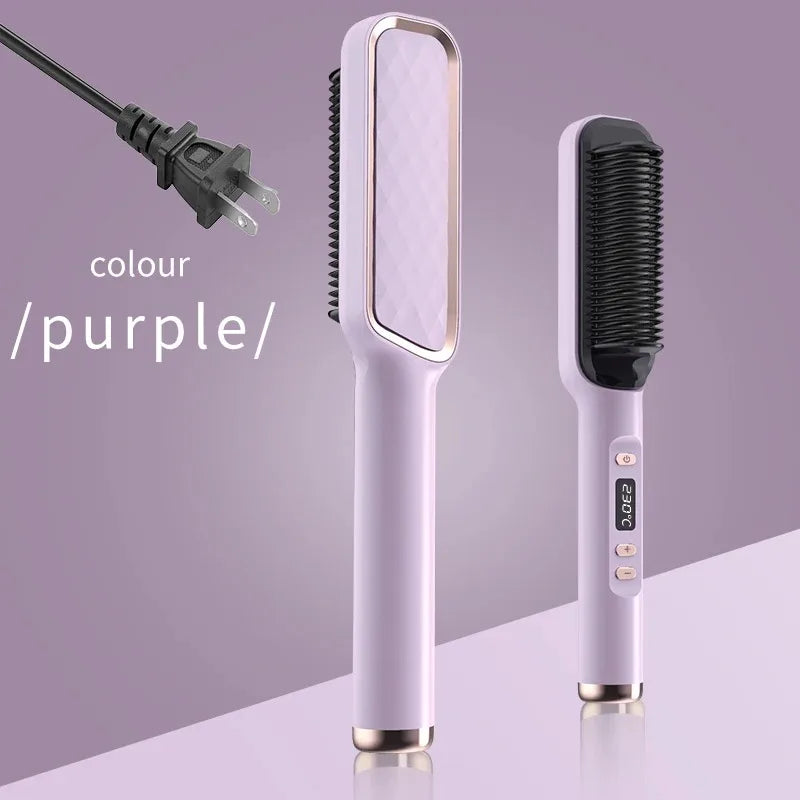 Sunny Hair: Electric Hot Comb Multifunctional Straight Hair Straightener Comb Negative Ion Anti-Scalding Styling Tool Straightening Brush